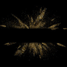 Black Background With Golden Glitter Explosion.