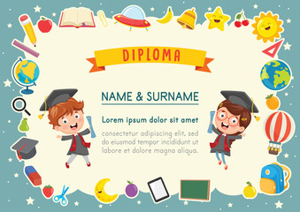 Vector Illustration Of Kids Diploma