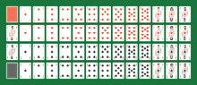 Playing Cards Full Set Isolated On Green Background
