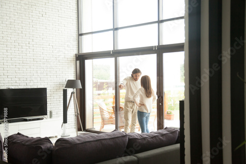 Unhappy Young Couple Fighting Arguing Standing At Luxury Modern House Door Angry Man Shouting Controlling Woman Blaming Of Problems Rich Family Conflicts And Bad Relationships In Marriage Concept Buy This Stock