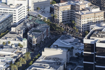 Wall Mural - Aerial view of Rodeo Drive at Wilshire Blvd in heart of Beverly Hills upscale shopping district near Los Angeles, California.