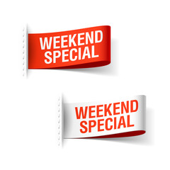 Wall Mural - Weekend Special sale ribbon, red and white clothing labels