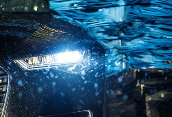 modern vehicle in the car wash
