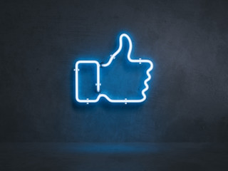 light blue electrical thumb up symbol, 3d rendering