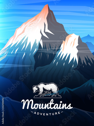 Cuadros en Lienzo Mountains Peaks card or brochure