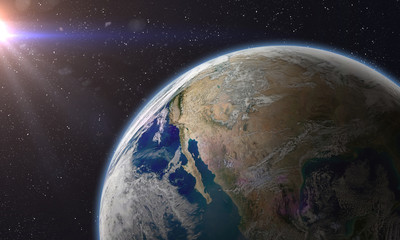 Wall Mural - planet earth in a outer space.