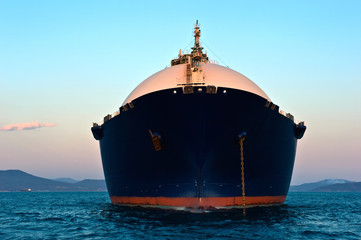 Wall Mural - Front view of the LNG anchored in the roadstead.