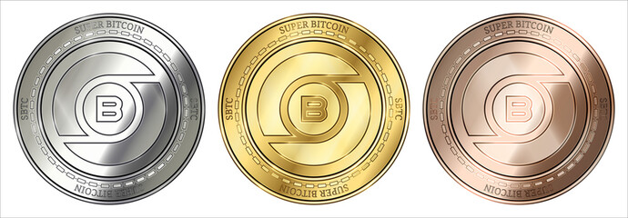 Wall Mural -  Super Bitcoin (SBTC) coin set.