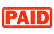 paid red rubber stamp on white background. paid sign.  text paid stamp.
