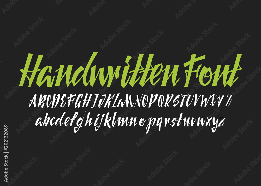 Calligraphic vector script font. Handwritten brush style modern ...
