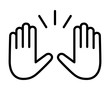 Raising hands to celebrate line art vector icon for apps and websites