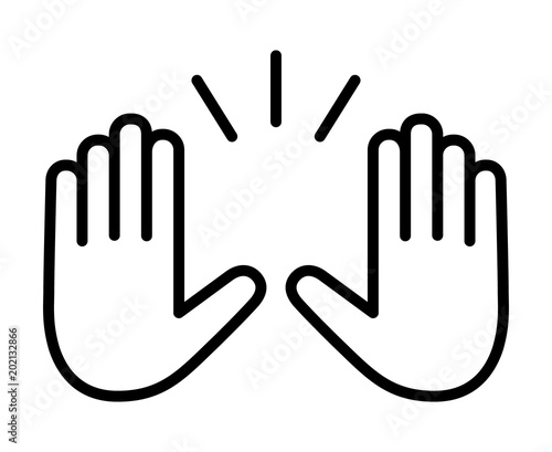 Cuadros en Lienzo Raising hands to celebrate line art vector icon for apps and websites