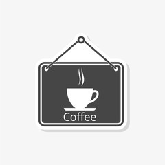 Wall Mural - Coffee sign sticker, simple vector icon