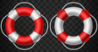Life buoy icon red and white on dark background