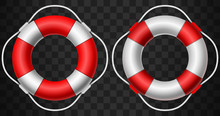 Life Buoy Icon Red And White On Dark Background