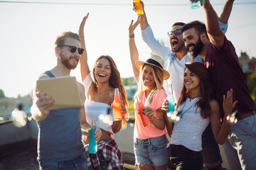 Group of friends enjoying party