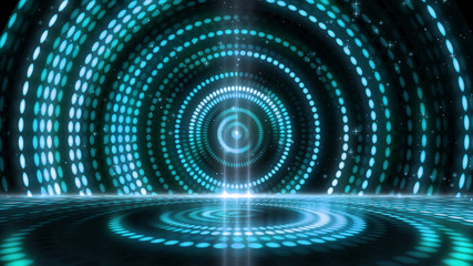 Fototapete - Futuristic abstract glittering colorful and elegance light dots pattern for stage show and video jockey background and screensave