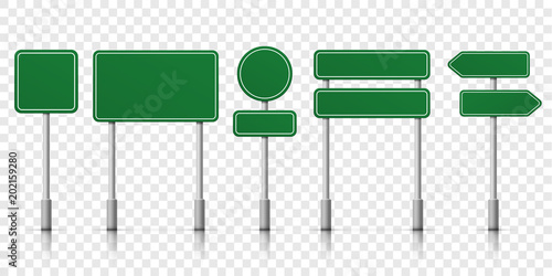 Cuadros en Lienzo Road signs green vector template icons