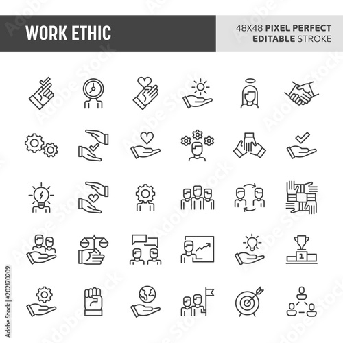 Photographie Work Ethic Vector Icon Set