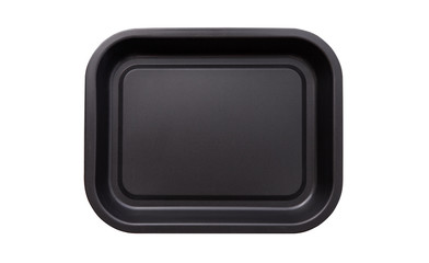 Wall Mural - Empty baking tray for pizza close up isolated. Top view horizontally.