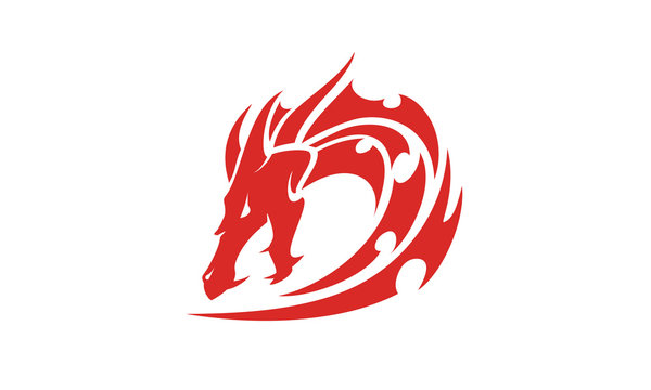 Initial Letter D Dragon Snake Tribal Tattoo logo design inspiration