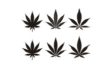 Silhouette Cannabis Marijuana Hemp Leaf CBD Logo Design