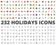 Holidays colored line icon vector pack