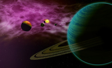 Wall Mural - Exoplanets in foreign solar system