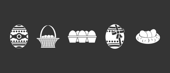 Sticker - Eggs icon set vector white isolated on grey background 