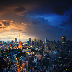 Wall Mural - Amazing view to Tokyo City Center at sunset