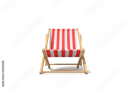 Fotografía 3d rendering of a white red deckchair in front view isolated on a white background