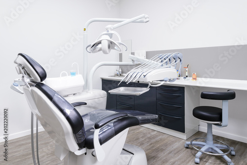 Modern Dental Practice Dental Chair And Other Accessories Used By Dentists In Black Color Buy This Stock Photo And Explore Similar Images At Adobe Stock Adobe Stock