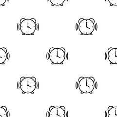 Wall Mural - Seamless alarm icon pattern on white background