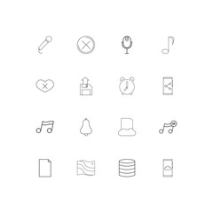 Music simple linear icons set. Outlined vector icons