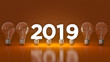 © lchumpitaz - 2019 New Year sign inside light bulbs. 3D rendering