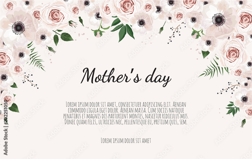 Mother s day greeting card with flowers background Stock Vector | Adobe ...