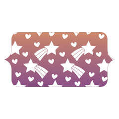 Sticker - decorative banner with shooting stars and hearts design over white background, vector illustration