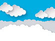 Clouds. Blue sky with clouds paper art or origami style vector illustration 