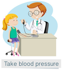 Sticker - A Girl with Doctor Take Blood Pressure