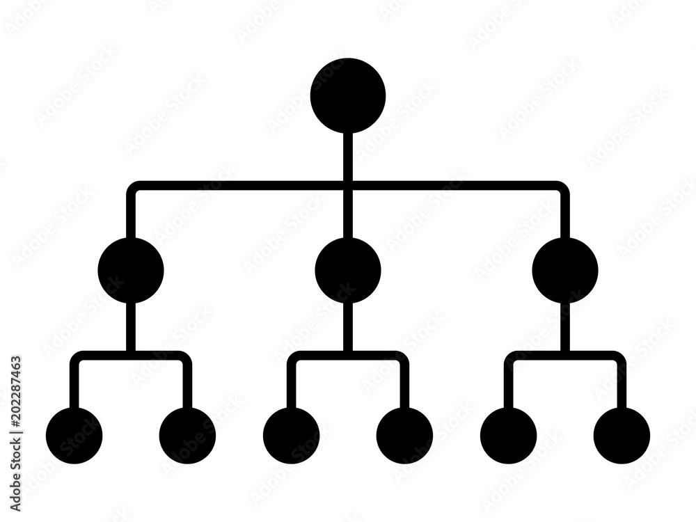 Business management hierarchy with leaders and managers flat vector icon for apps and websites 