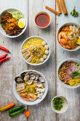 Poster - various malaysian noodles top up view