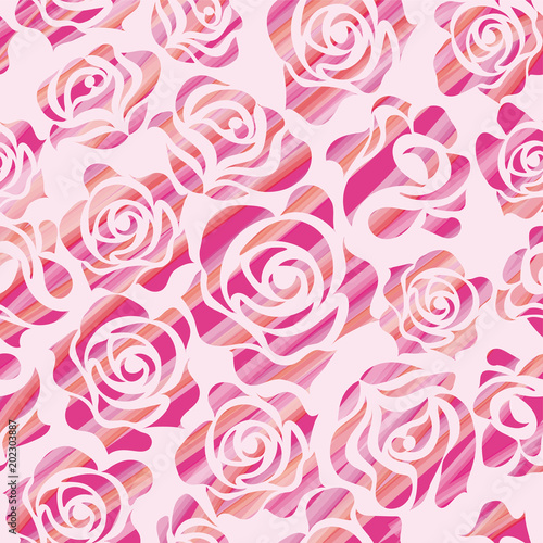 バラのイラスト 筆タッチ ピンク 薔薇の模様の連続柄 シームレスデザイン 背景イラスト Stock Vector Adobe Stock