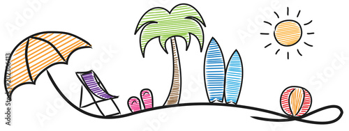 sommer sonne strand meer - kaufen sie diese vektorgrafik
