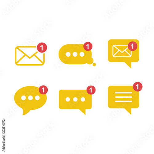 Cuadros en Lienzo Simple flat minimalist incoming new chatbox messages app vector icon with notification