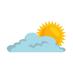 Sticker - climate cloud with sun vector illustration design