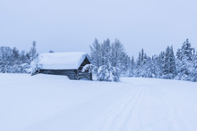 Small Cottage In Snow