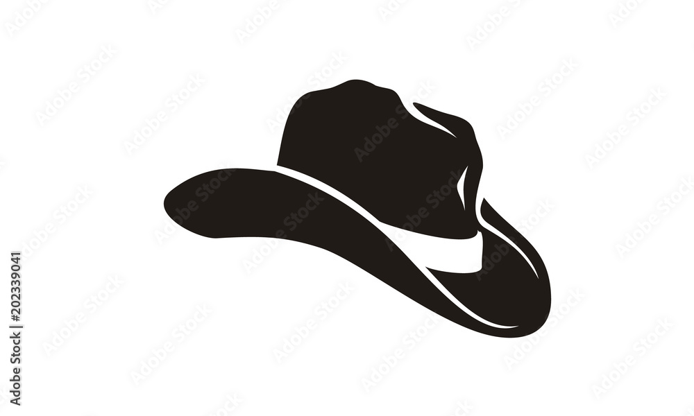 Country Western Cowboy Leather Hat, Texas Sheriff Hat silhouette - obrazy, fototapety, plakaty 