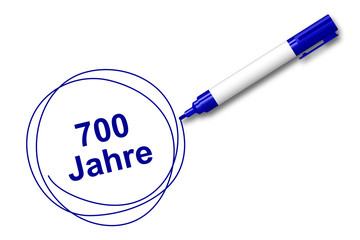 Sticker - blauer Filzstift kreist ein - 700 Jahre