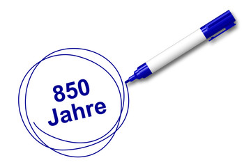 Sticker - blauer Filzstift kreist ein - 850 Jahre