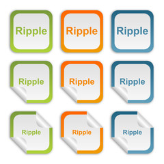 Sticker - Aufkleber Set - grün orange blau - Krypto - Ripple